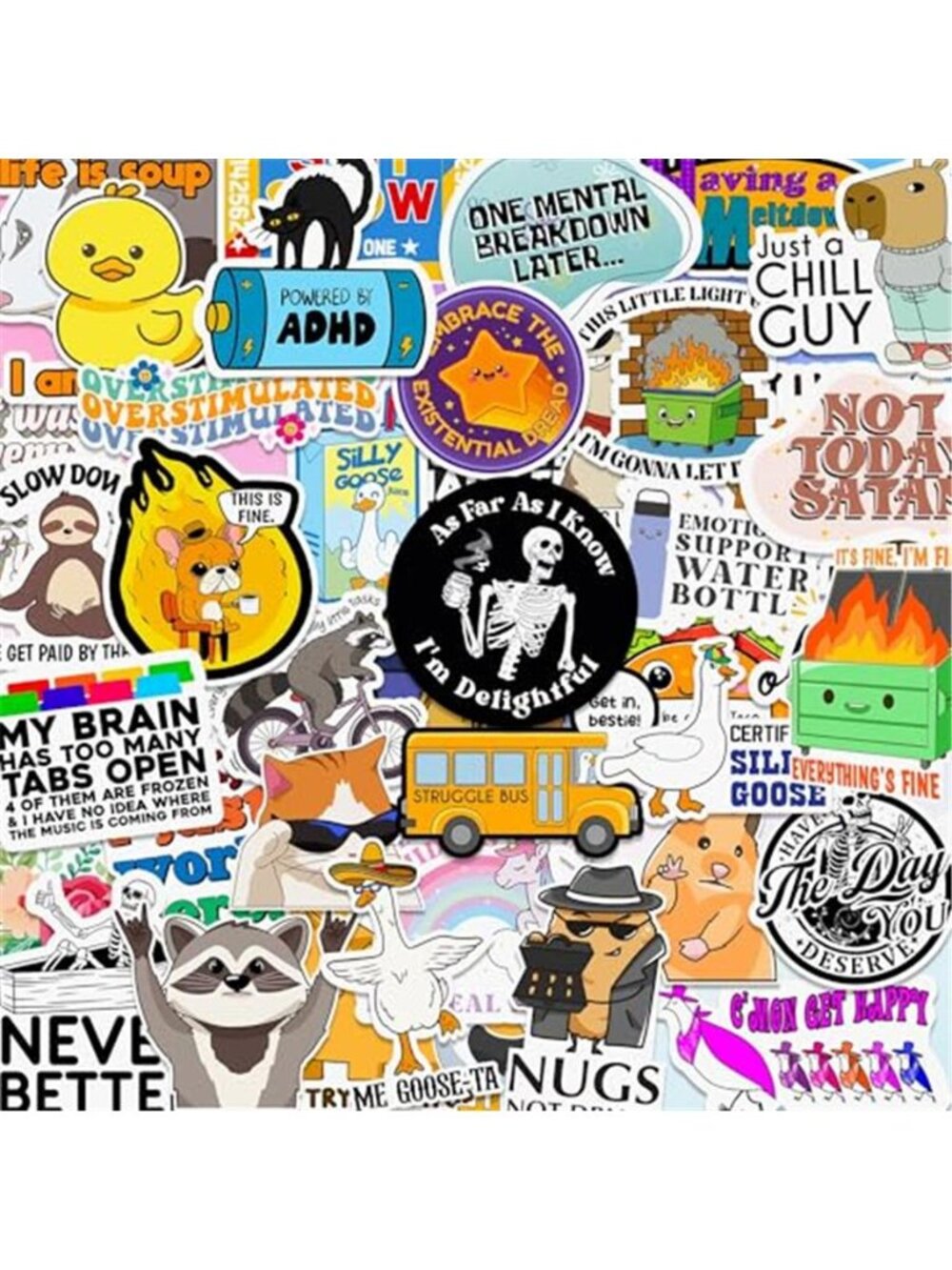 225PCS Funny Hot Mess Xpress Sticker Pack by Puraesla - Holographic Stickers
